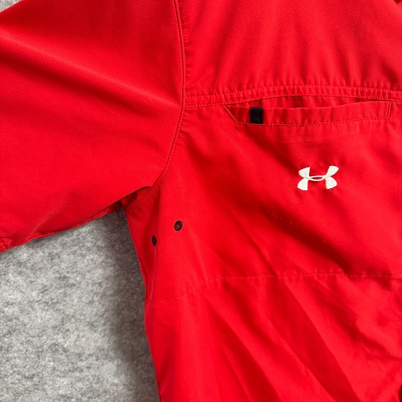 Utah Utes Shirt Mens M Red Button Up Under Armour HeatGear NCAA Outdoors - Picture 5 of 13